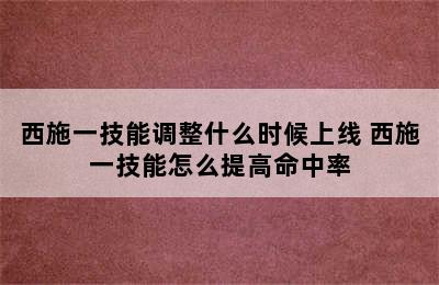 西施一技能调整什么时候上线 西施一技能怎么提高命中率